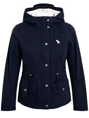 ABERCROMBIE KIDS Girls L Black Cargo Jacket Cotton-Blend ZipUp/Snaps Hoodie